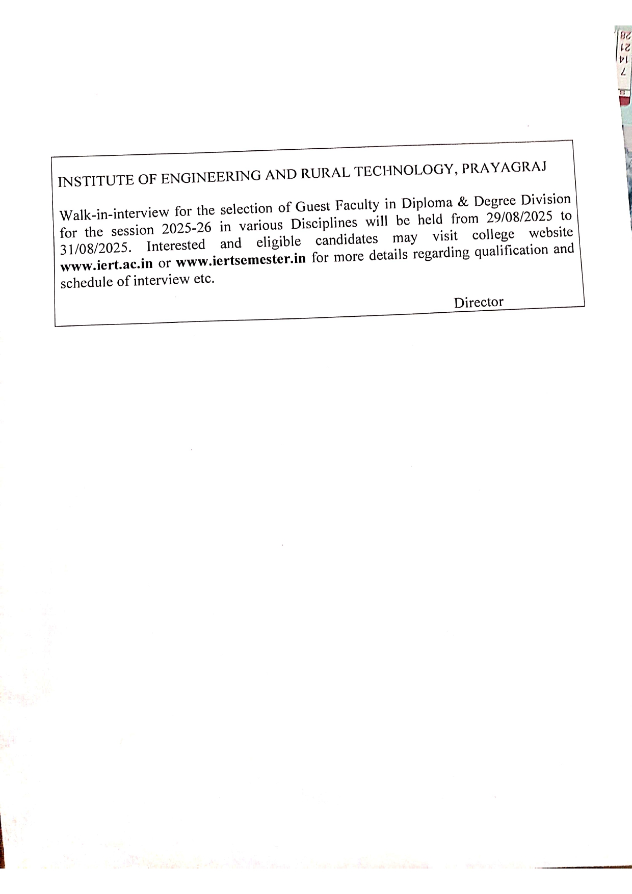 Advertisement for Guest Faculty