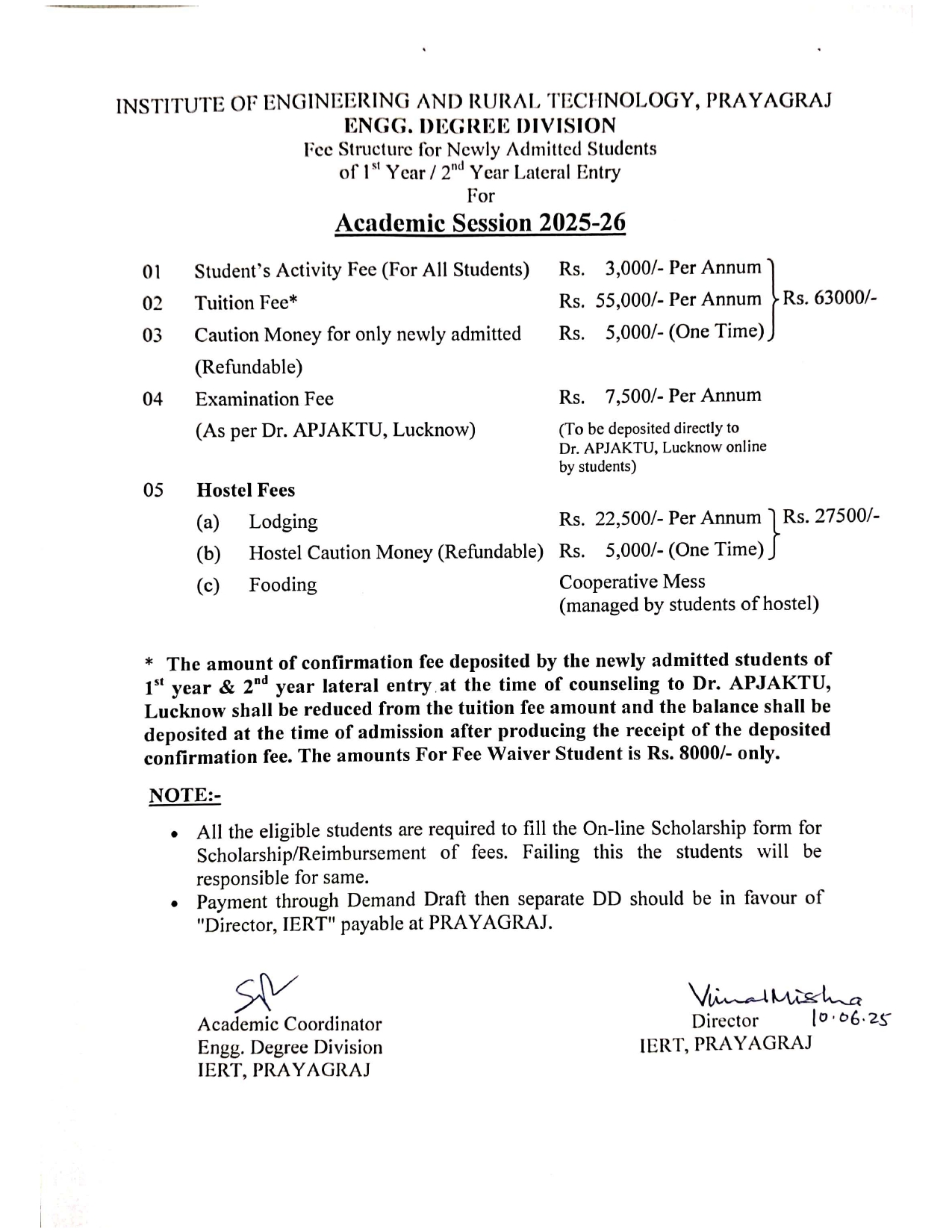Fee Structure 2025-26
